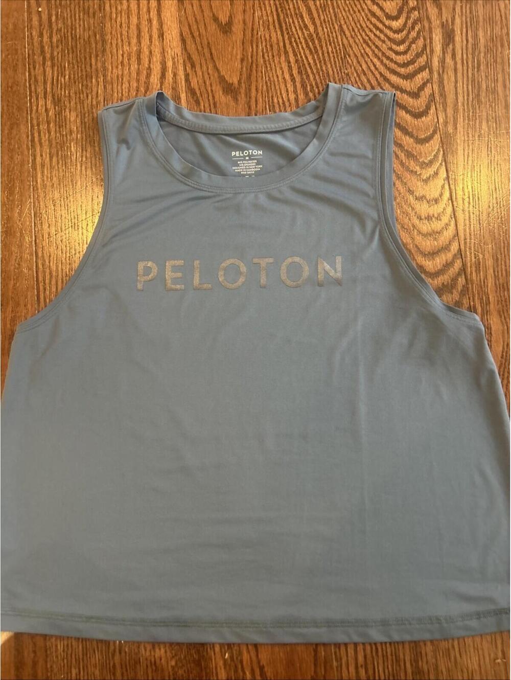 Peloton Distance Cropped Muscle Tank Womens Medium Blue Breathable Gym Workout